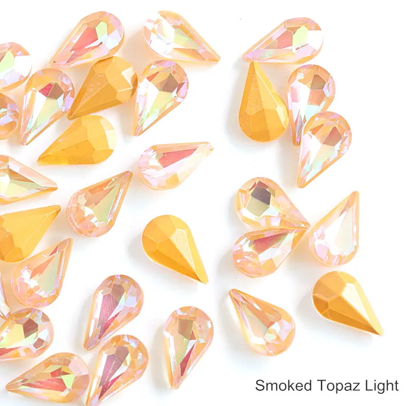 Smoked Topaz Light 50 шт. K9 кристалл мокко флуоресцентные стразы высокого качества стеклянные стразы капельки Pointback стразы для одежды B3710 - Цвет: Smoked Topaz Light