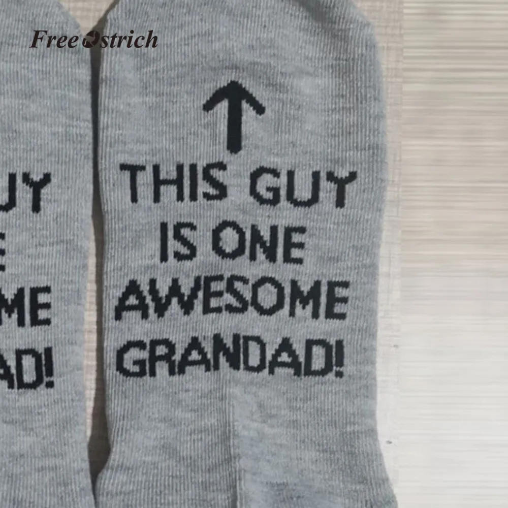 Страуса одежда носка Для мужчин 'Awesome Dad' подарка отцу забавные принты с надписями средней высоты короткие носки Бег Носки Для мужчин Смешные счастливые