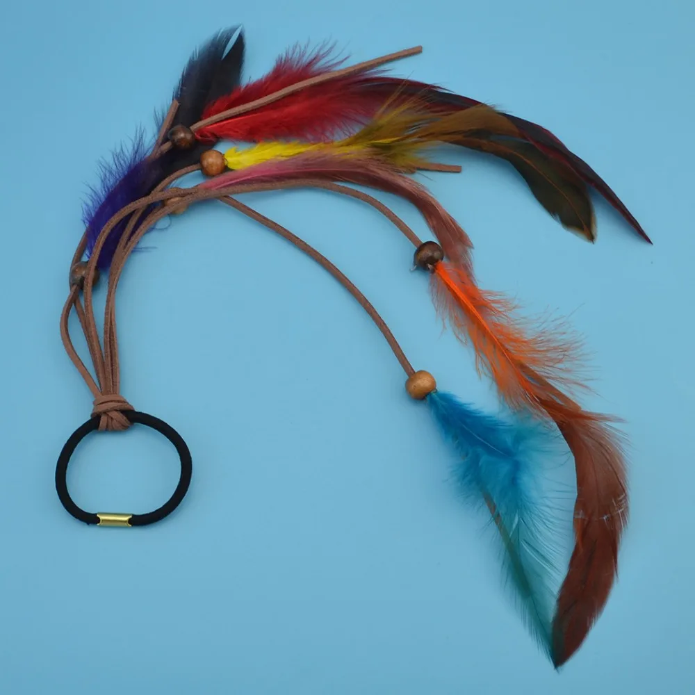 

Amazing Bohemian Elastic Hair Bands Wind Girl Feather Headband Headpiece Weaving Hair Accessories Hair Rope Gum Rubber Band.
