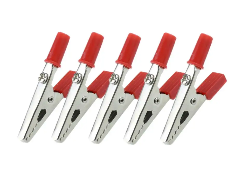 5pcs Red Изолированный зажим под крокодила, пластиковая ручка, кабель, тест, зарядный зажим, металлический зажим под крокодила, длина 52 мм - Цвет: 5pcs Red