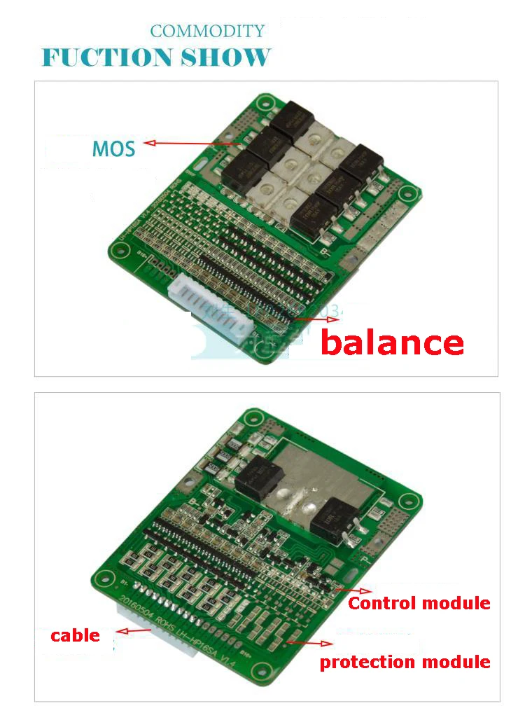 Плата защиты аккумулятора 16S 30A LiFePO4 BMS/PCM/PCB для 16 упаковок аккумуляторных батарей