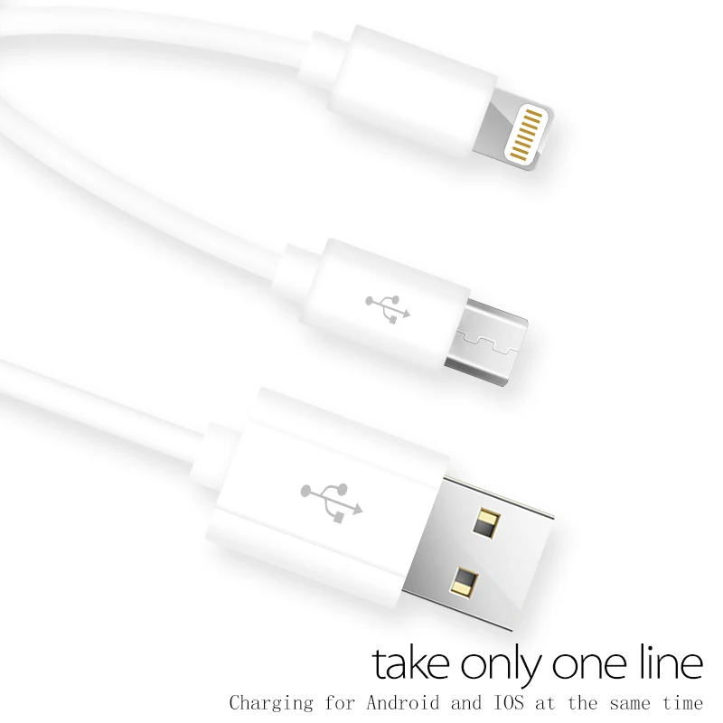 Зарядка 2 в 1 USB кабель Micro зарядный для iPhone 7 8 Samsung Galaxy S9|Комплекты аксессуаров