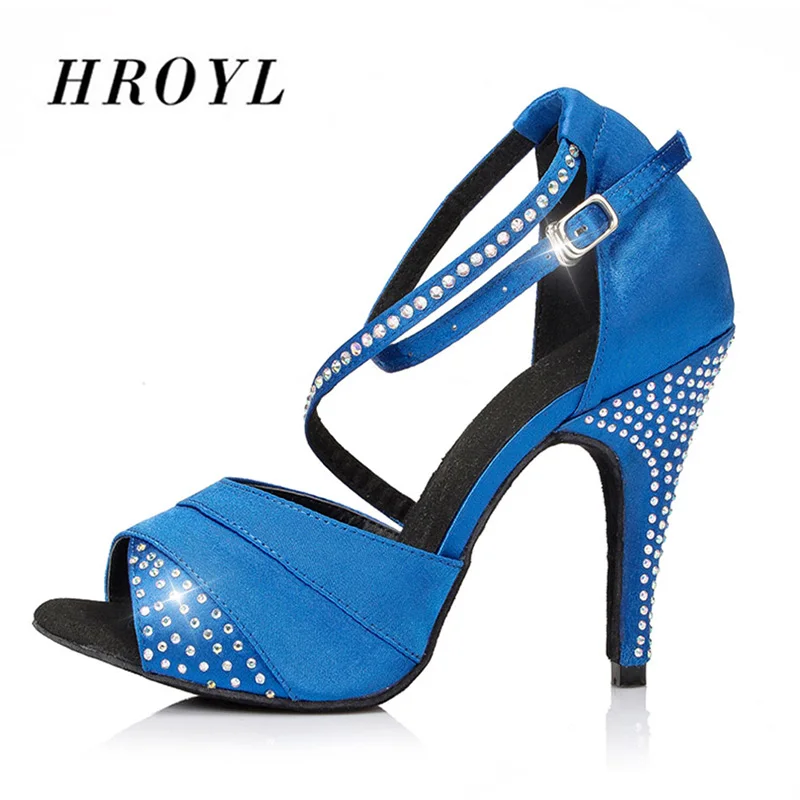 

HROYL New Women Latin dance shoes rhinestone Girls ladies Ballroom Tango Heeled Dancing Shoes 10/7.5/6MM Heel Salsa wholesale