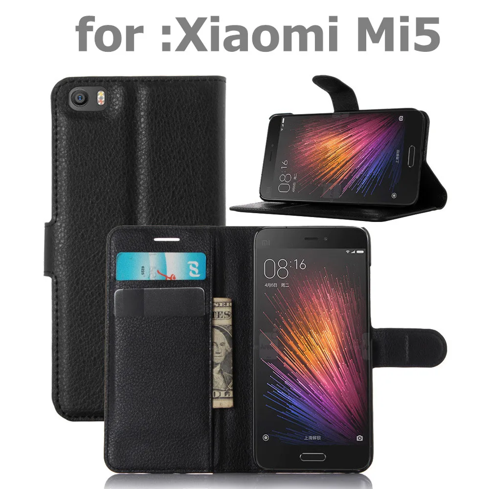 Модный кожаный чехол-кошелек из зернистой кожи PU для Xiao mi M5 5 защитный флип-чехол