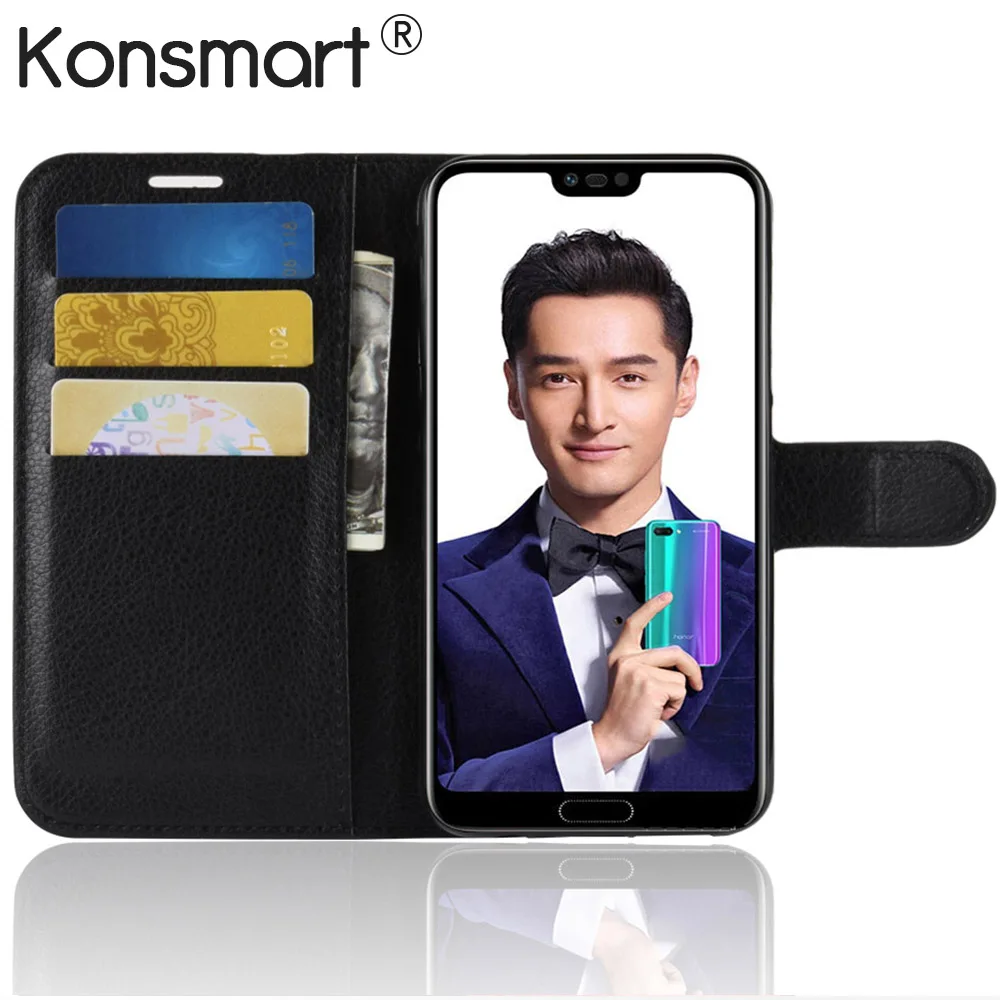 Konsmart чехол для телефона huawei Honor 10 кожа задняя крышка кувырок бампер на хонор 6 ГБ 64