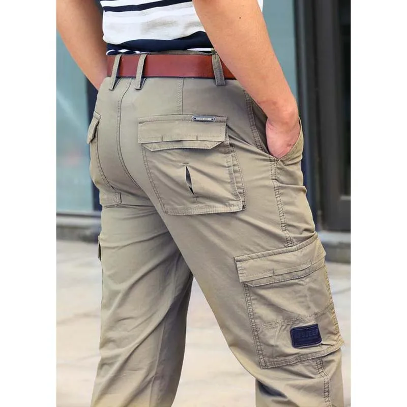 Брюки карго мужские однотонные Модные свободные прямые повседневные штаны с