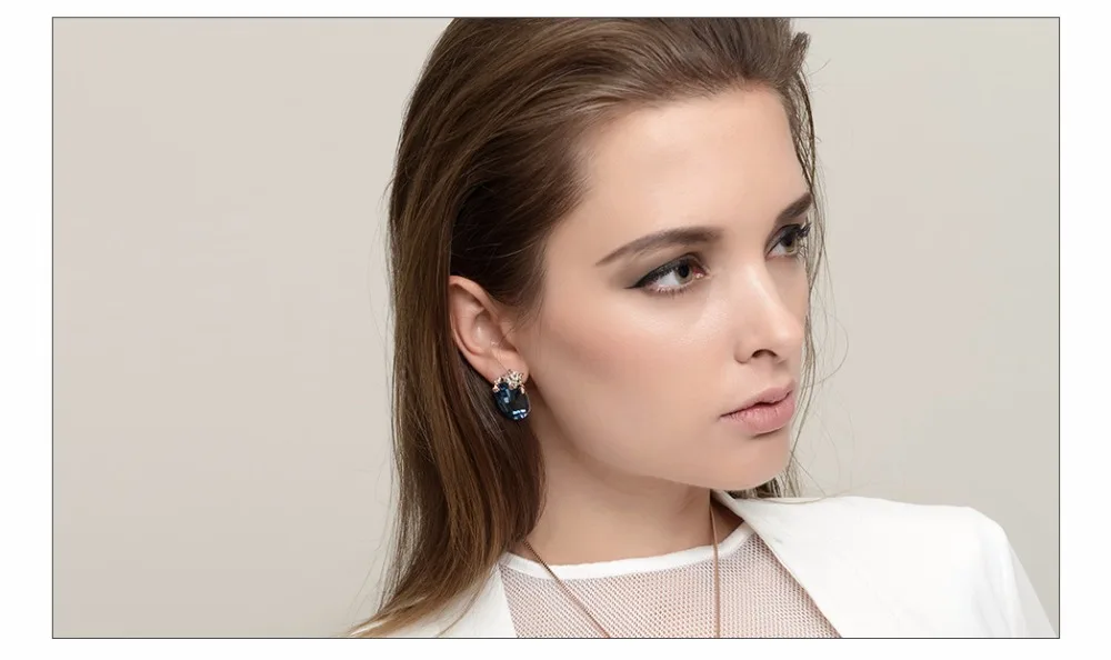 Viennois зеленый/синий кристаллами от Swarovski Leopard Серьги-гвоздики для Для женщин со стразами Свадебная вечеринка Серьги ювелирные изделия