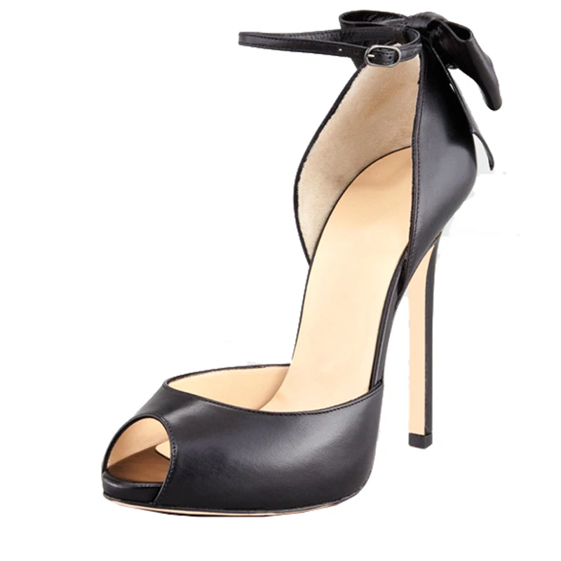 Женские босоножки на высоком каблуке сандалии с открытым носком и бантом