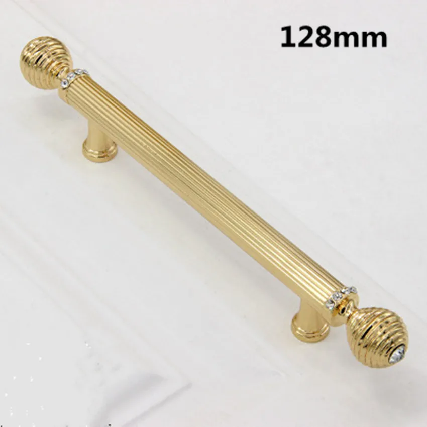 128mm golden 192 мм современная мода люкс Высокое качество K9 кристалл вилла мебельные ручки серебро золото черный шкаф ручки для винного шкафа " 96 - Цвет: 128mm golden