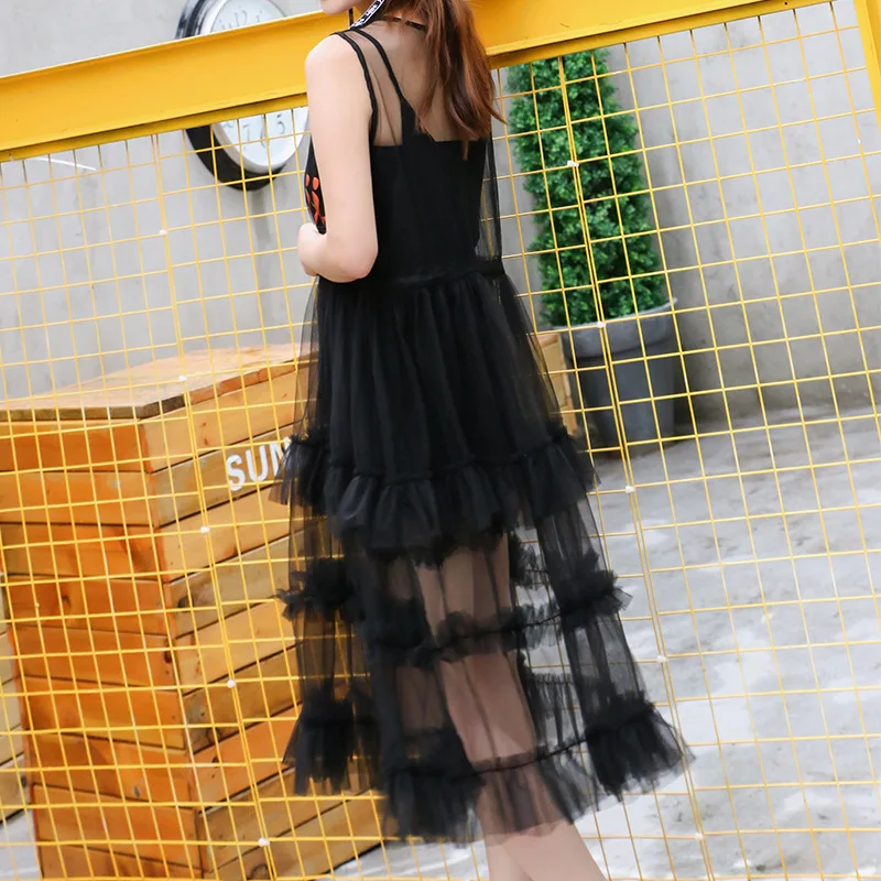 2017 выдалбливать Summer Танк Твердые Color платья женские милые прозрачные марлевые