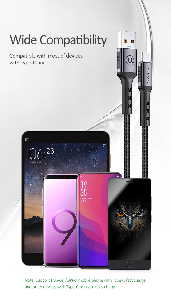 Кабель USAMS 5A для быстрой зарядки USB C кабель type C для huawei OPPO, кабель для быстрой зарядки 1,2 м кабель для зарядки телефона