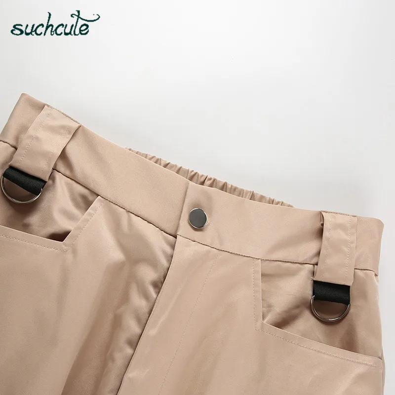SUCHCUTE, женские штаны с карманами в клетку, лето, женские бриджи, брюки, уличная одежда, корейский стиль, готический стиль, джоггеры, панк, Харадзюку