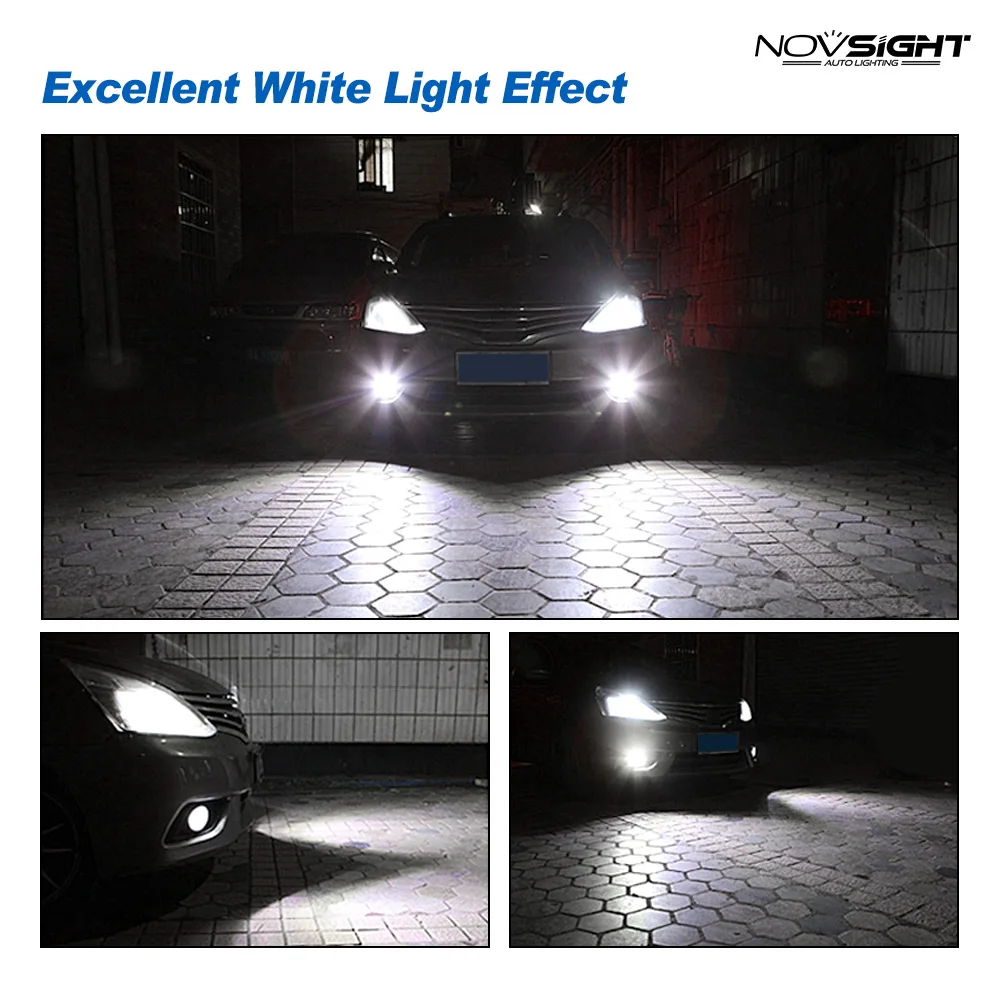NOVSIGHT H4 H7 H11 H8 H9 H16JP H1 H3 Автомобильный светодиодный противотуманный Светильник лампы 9005 9006 1800LM авто дальнего света 6500K 160W белый Чип 3750 Противотуманные огни