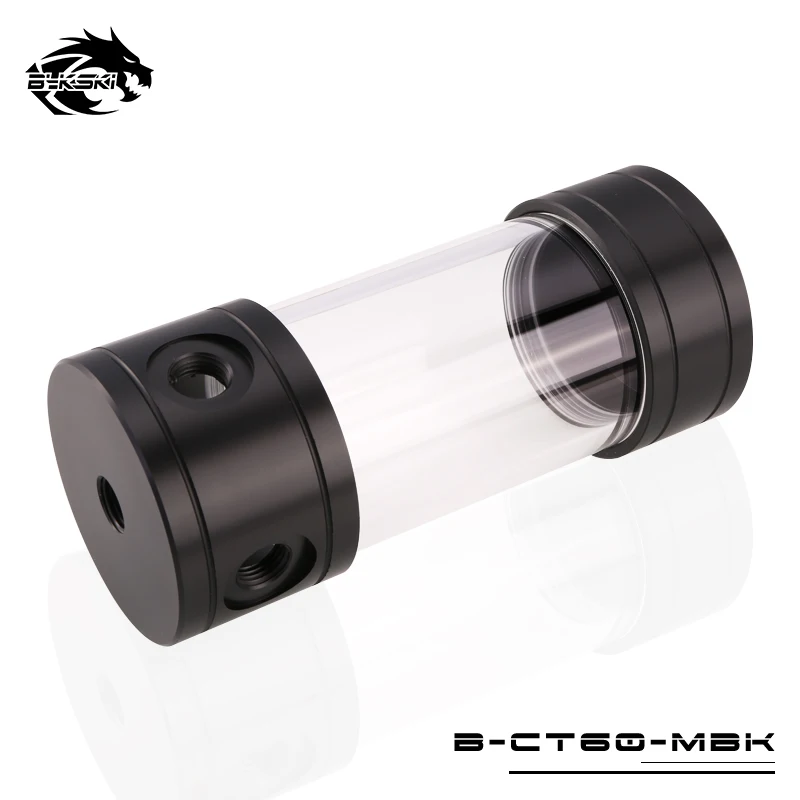 black BYKSKI 60 мм Диаметр X Длина 150/200/260 мм Цилиндрический дизельный двигатель с водяным охлаждением бак/4 отверстия G1/4 Хладагент+ акриловый резервуар B-CT60-MBK - Цвет лезвия: black