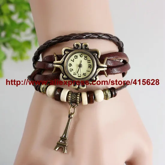 Женские винтажные наручные часы с подвеской в виде Эйфелевой башни бабочки