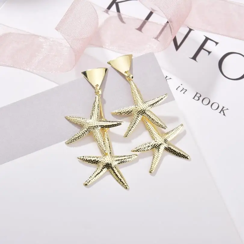 Женские Висячие серьги золотистого цвета большие геометрические с