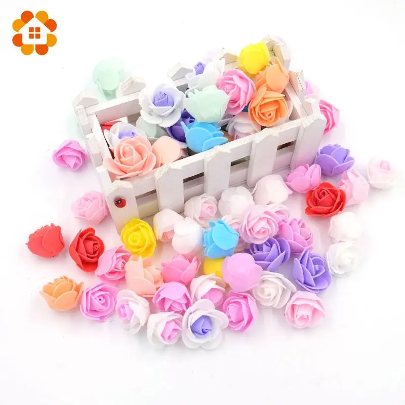 100 шт./лот около 3 см мини ПЭ пена роза искусственный цветок головка для свадебного