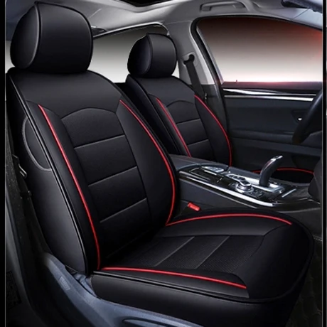 AutoDecorun перфорированная яловая кожа чехол для сиденья для Porsche Cayman аксессуары автомобильные чехлы для сидений 987 2 сиденья протектор 2013 - Название цвета: Black X Red Line