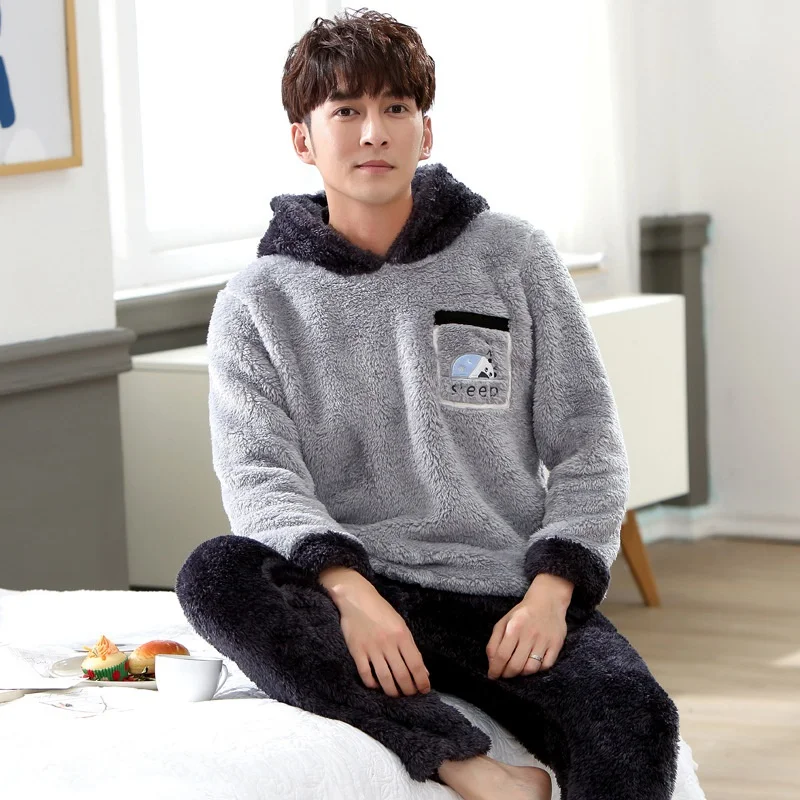 JINUO New Arrival Products Winter Plush Thicken Pajama Sets Lovers Cartoon Sleepy Panda Warm Soft Home Wear Sleepwear | Мать и ребенок
