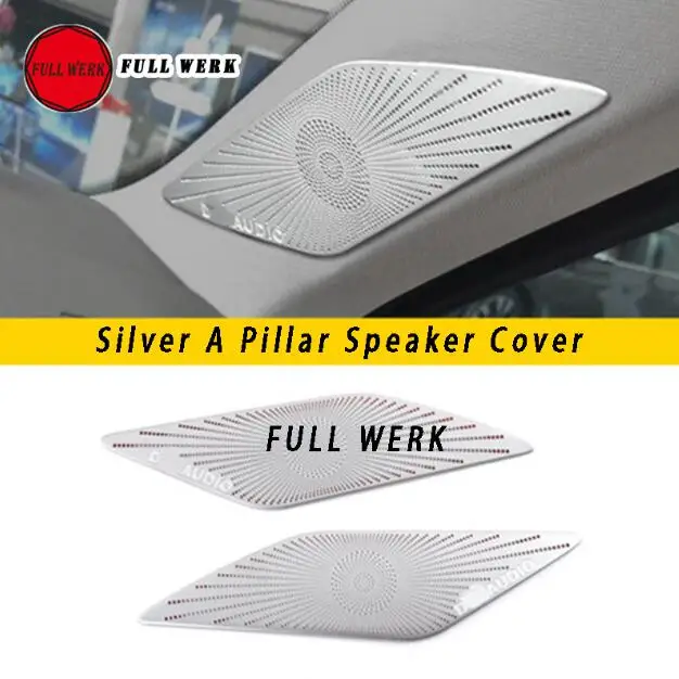 Silver for A Pillar Нержавеющая Сталь автомобильный Стайлинг приборной панели динамик Накладка для Volkswagen Touareg 19 A столб динамик крышка наклейка аксессуары - Название цвета: Silver for A Pillar