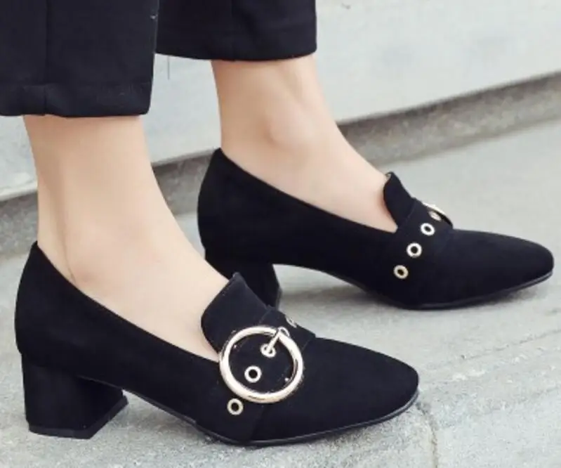 Женские туфли лодочки женская обувь на не сужающемся книзу массивном среднем