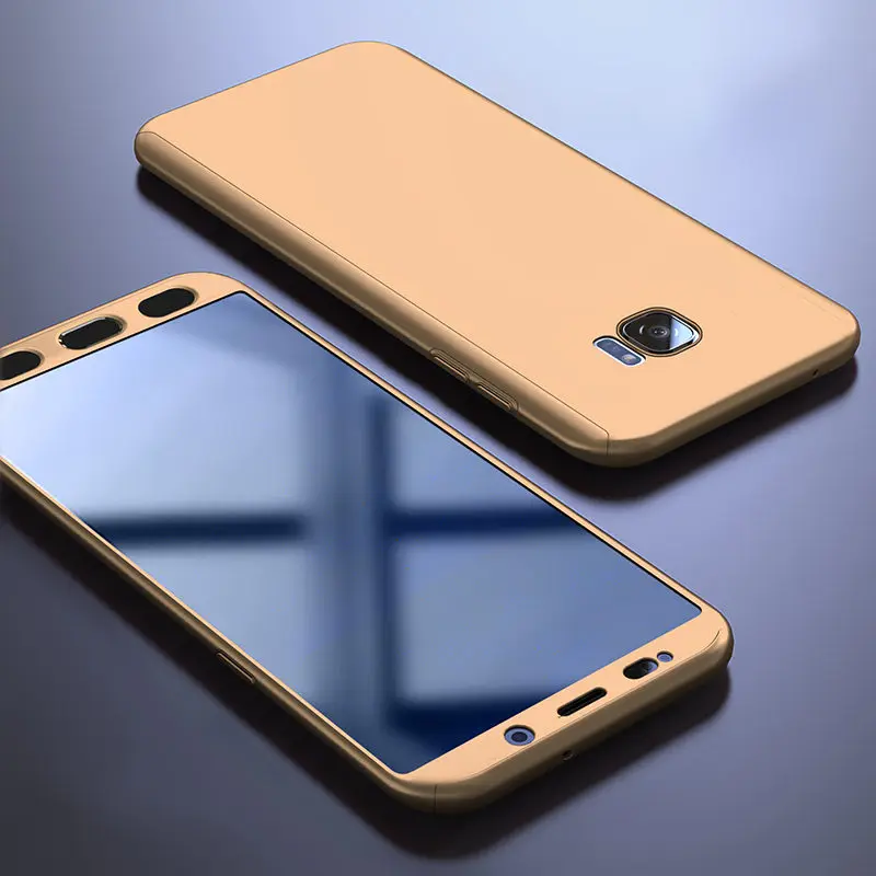Golden 360 градусов полный чехол s для samsung Galaxy J2 Core чехол для телефона для samsung J2 Core J260F J260 J 2 SM-J260F чехол s закаленное стекло - Цвет: Golden