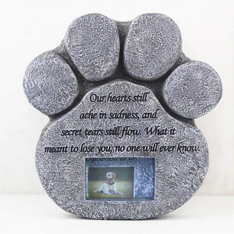 Pet Tombstone Customized Resin Handicraft Animal Souvenir with Photo Frame for Puppy Tombstone
