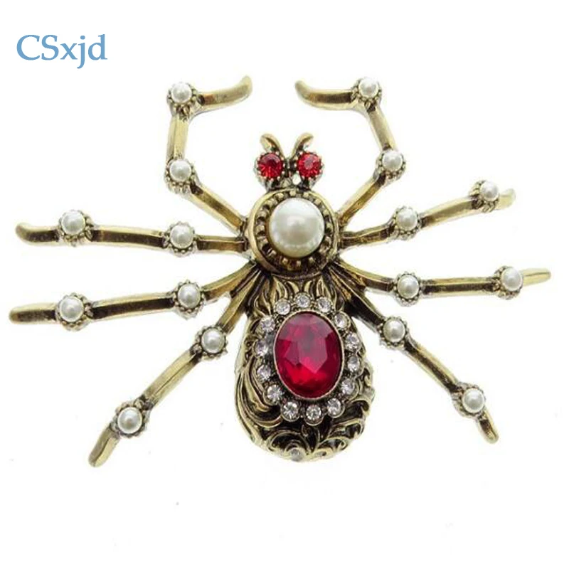 CSxjd Antique big spider brooches for imitation pearl inlay vintage pins 2017 Women jewelry | Украшения и аксессуары