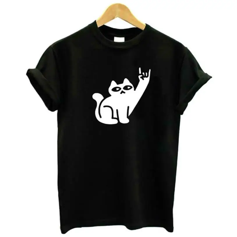 

Arrival T-Shirt For Women Cats Like Metal Letters Print Short Sleeve Cotton T-Shirt Women Tshirt Harajuku Tops Cotton Summer