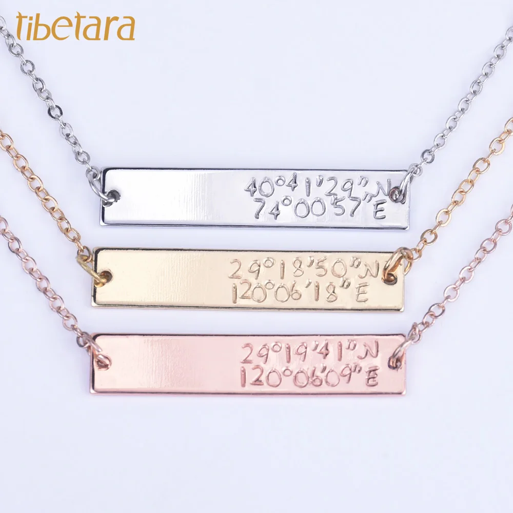 Заказное ювелирное ожерелье координатное гравированное персонализированное