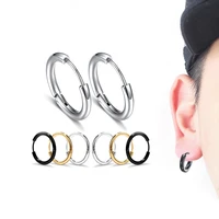 2pcs street pop men womens girls earringsear ring smooth round earring anti allergic stainless steel personality simple jewelry