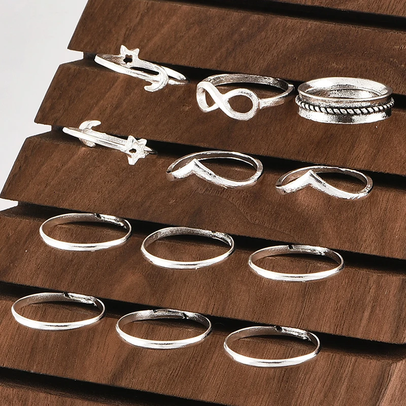 Женское кольцо с Луной классическое геометрическое 12 шт./компл. 8 слов|Кольца| |