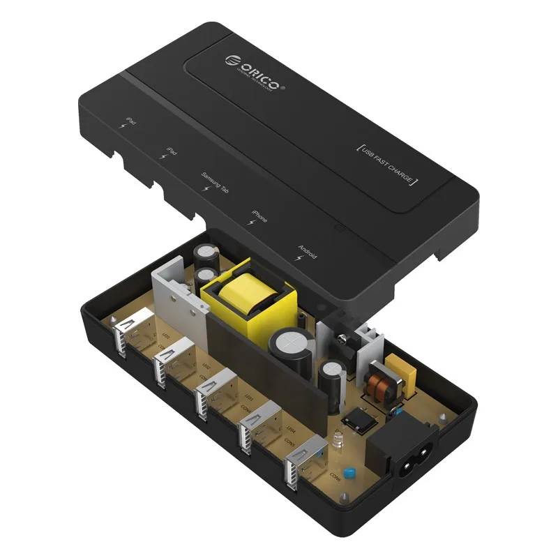 ORICO 5 Порты микро настольных ПК для быстрой зарядки с usb-портом, Зарядное устройство 5V 6A Max 30 Вт для iPhone 6S/7/6 plus iPad Android samsung Tab Galaxy S6 черный