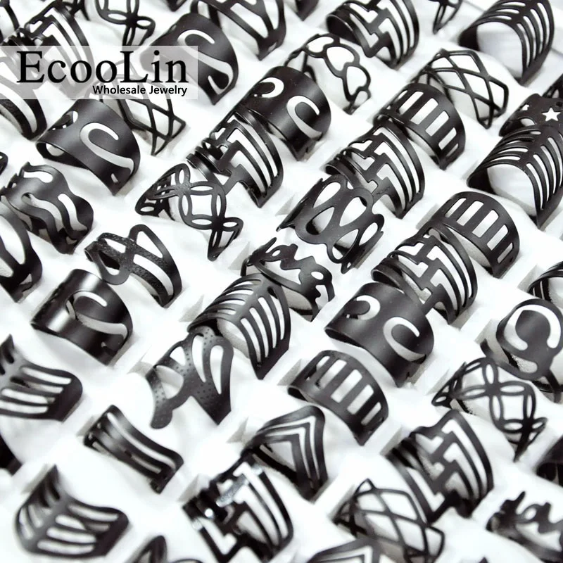 20 шт. винтажные кольца из матового черного сплава цыганские Регулируемые для