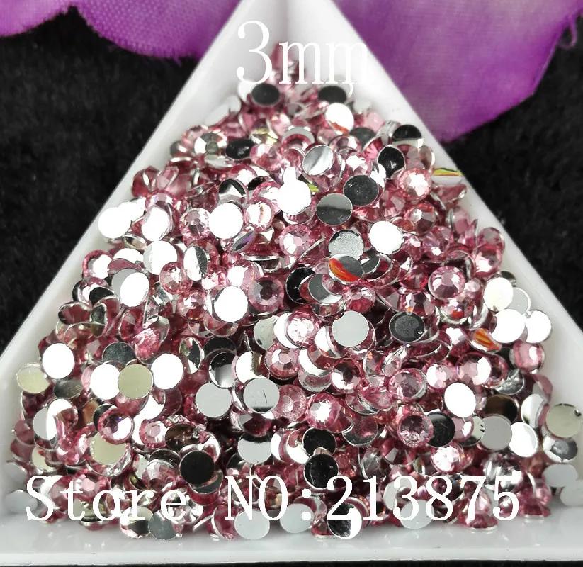 Бесплатная доставка 10000 шт несколько граней темно-Розовая Смола 3 мм плоские