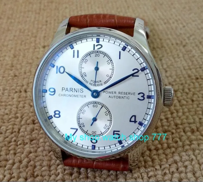 Мужские часы PARNIS с серебристым и белым циферблатом автоматический