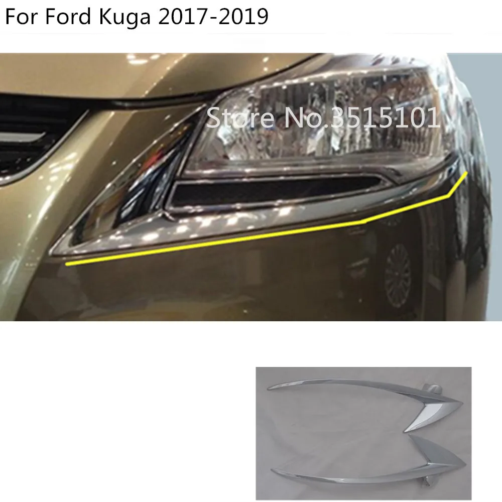 

Car Body Front Head Light Eyebrow Lamp Hood Molding Frame Stick ABS Chrome Trim 2pcs For Ford Kuga Escape 2017 2018 2019 2020