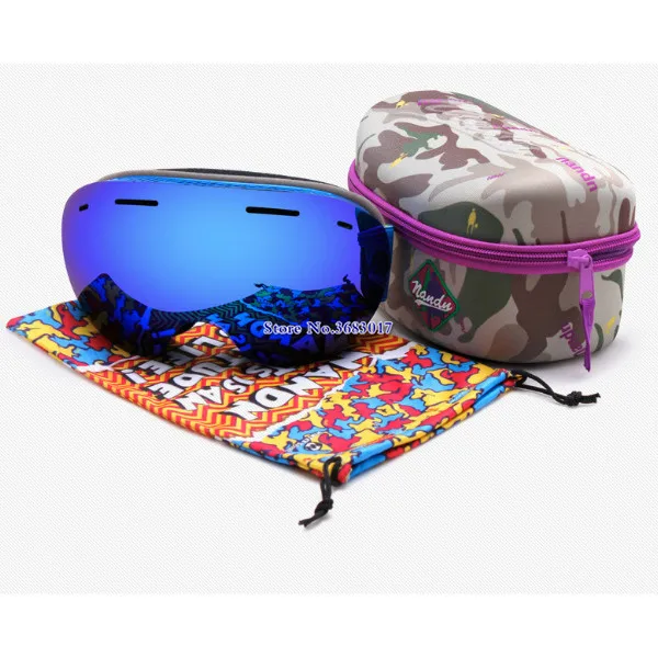 Blue Blue NANDN лыжные очки двойные слои UV400 Анти-туман большой Лыжная маска очки Лыжный Спорт Для мужчин Для женщин Горные лыжи сноуборд очки с Оригинальная коробка - Цвет: Blue Blue