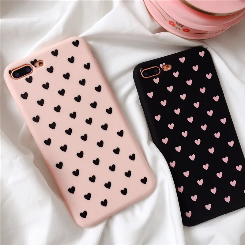 Чехлы для телефонов в винно-красный горошек iPhone 6 s Plus XS Max Wave Point Heart Cover Мягкий