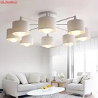 Современные светодиодные потолочные люстры белогочерногозолотогосеребряного цвета E27 с абажуром, простые креативные осветительные приборы для гостиной