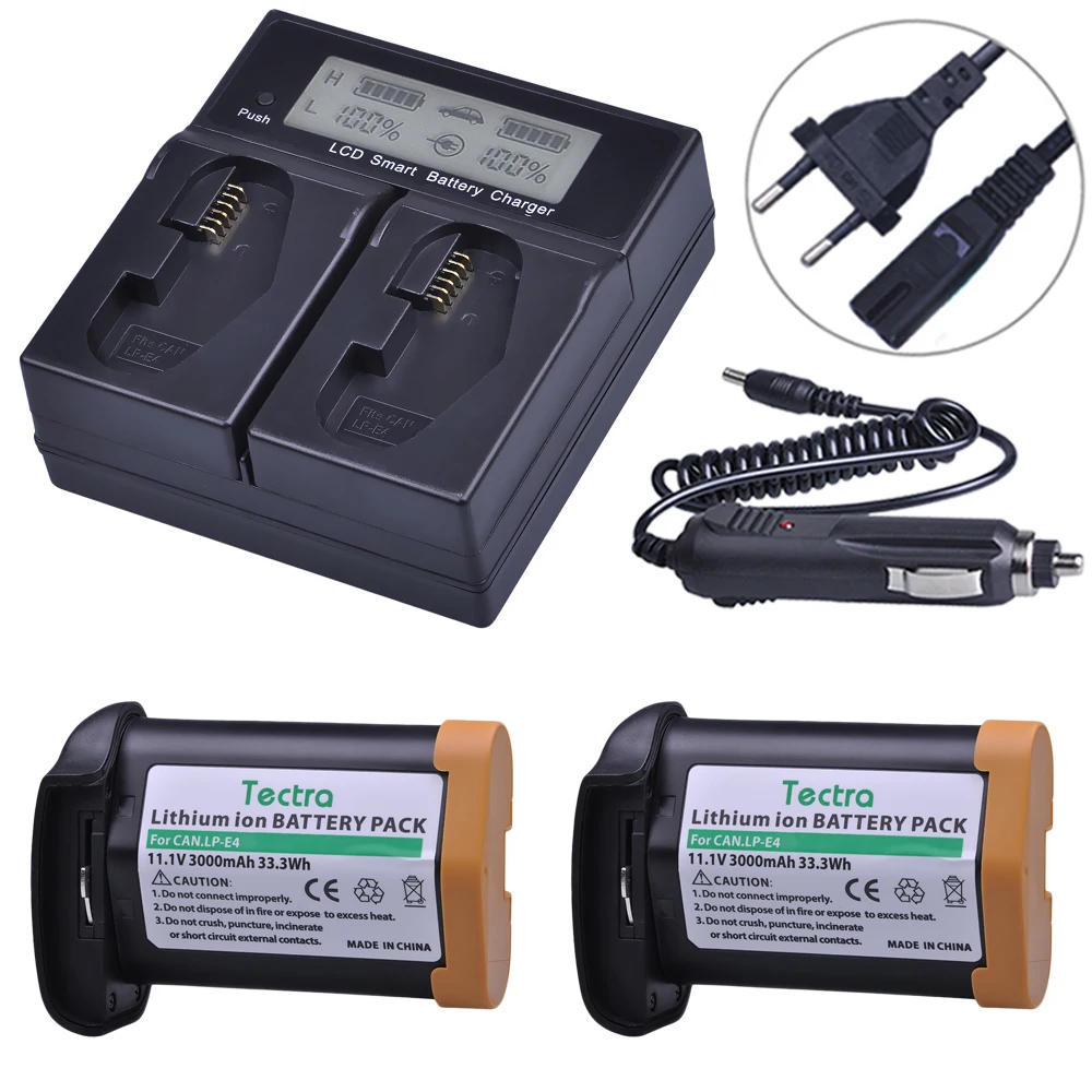 2Pcs 3000mAh LP-E4 LP E4 LPE4 Battery Akku + LCD Dual Fast Charger for Canon EOS 1D Mark 3 III 1DX 4 IV DSLR Cameras | Электроника