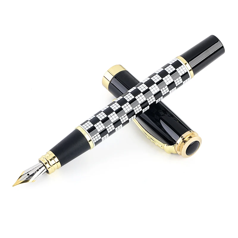 Jinhao, авторучка для школы, офиса, 0,5 мм, тонкий наконечник, сетчатый узор, металлические чернильные ручки Iraurita, канцелярские принадлежности для студентов - Цвет: Grid Pattern