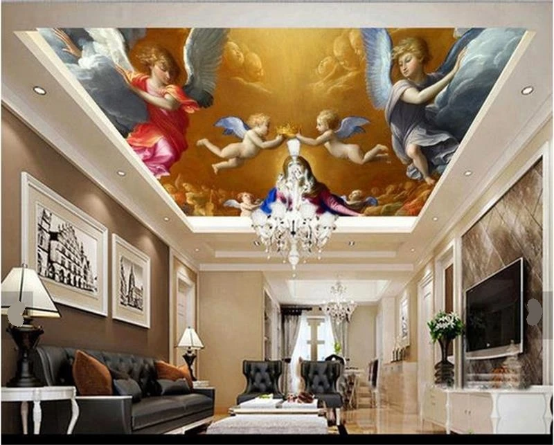3d фото обои потолок комнаты пользовательские Настенные Дева Мария Иисус Зенит