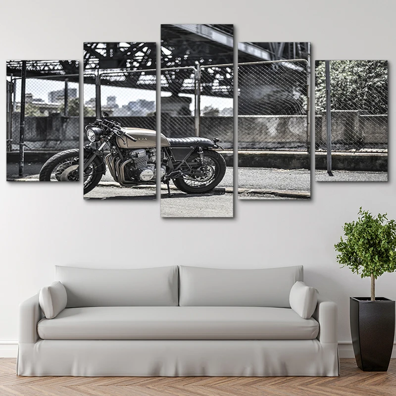 YPHYHD 5 Pieces Modular Wall Paintings Motorcycle Picture Canvas Painting Print Poster Classical Decor Art Modern | Дом и сад