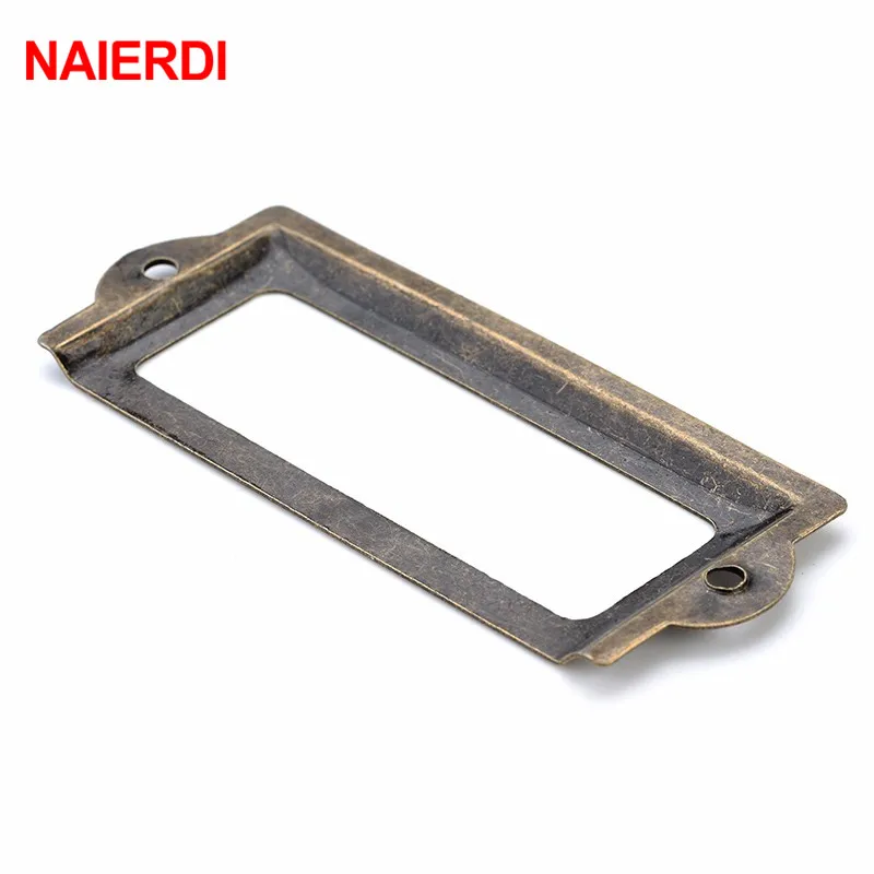 NAIERDI 10 шт. 82*30 мм ручка старинный медный ярлык Pull Frame имя файла держатель карты для
