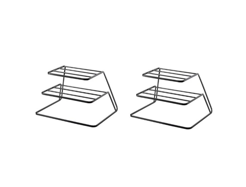 2PCS BLACK 3-х слойная сушилка для посуды Нержавеющая сталь для хранения кухонной посуды стеллаж для выставки товаров со сушилкой для посуды блюдо дренажная стойка LM0112948 - Цвет: 2PCS BLACK