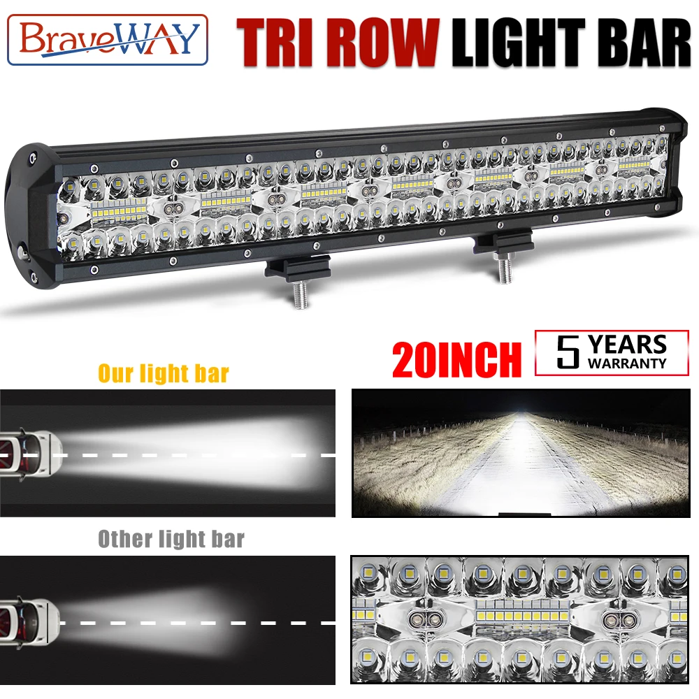 BraveWay Straight LED Light Bar for Car Truck Tractor Boat Spot Flood Combo Beam Led Work Offroad 4x4 4WD Atv Uaz | Автомобили и
