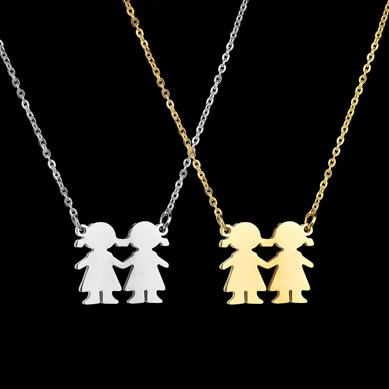 Ожерелье из нержавеющей стали для 2 девочек милое ожерелье золотого цвета с
