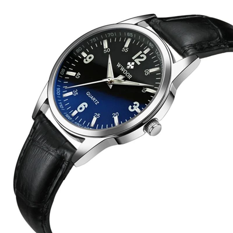 WWOOR часы для мужчин мужские водонепроницаемые Топ люксовый бренд пряжка кожаный