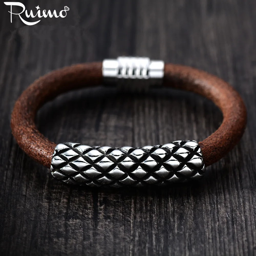 Кожаный шнур RUIMO 8 мм черный и коричневый круглый плетеный для браслета|rubber cord|cord